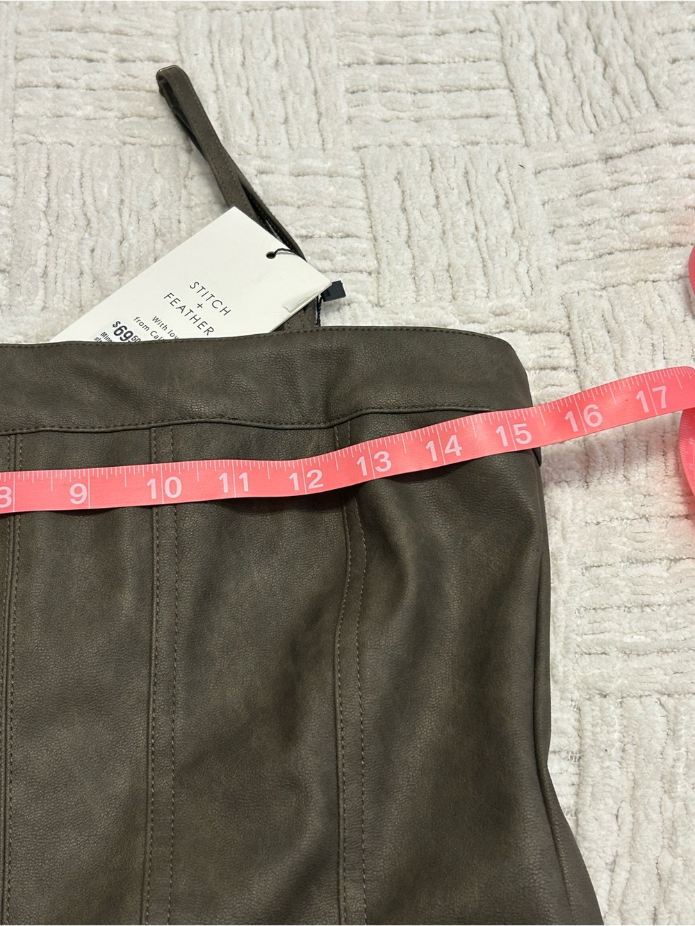 Stitch & Feather Brown Vegan Leather Bodycon Dress, Removable Straps - Picture 8 of 8